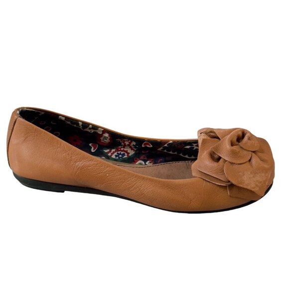 RAS Euforia Womens Tan Vintage Leather Ballet Flats Leather Rosette Size 39 US 9 - Picture 6 of 13